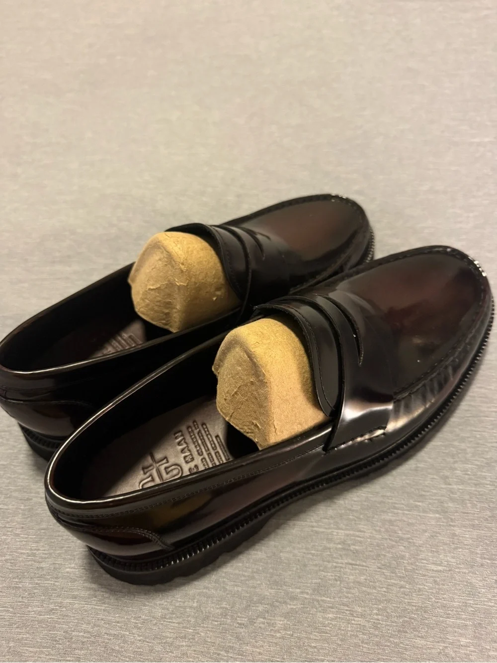 Cole Haan Black Gloss Leather Penny Loafers